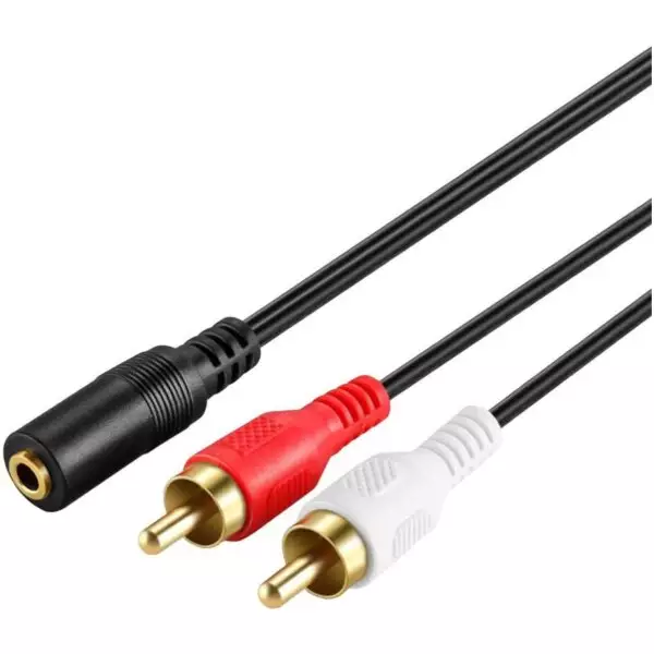 1.8 Meter Dual RCA (2x) to 3.5mm Female Adapter Cable | RCA to Aux Cable 2