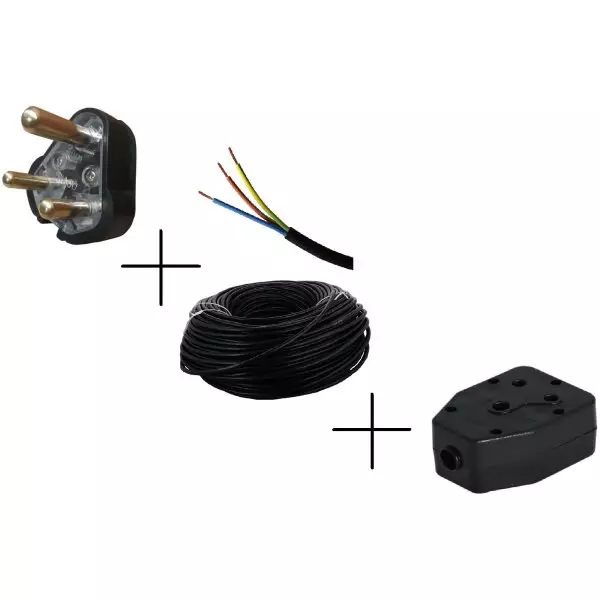 220 Volt Power Extension Lead Combo | 3-Pin Plug + Janus Plug + Variable Length Power Cable | Black 2