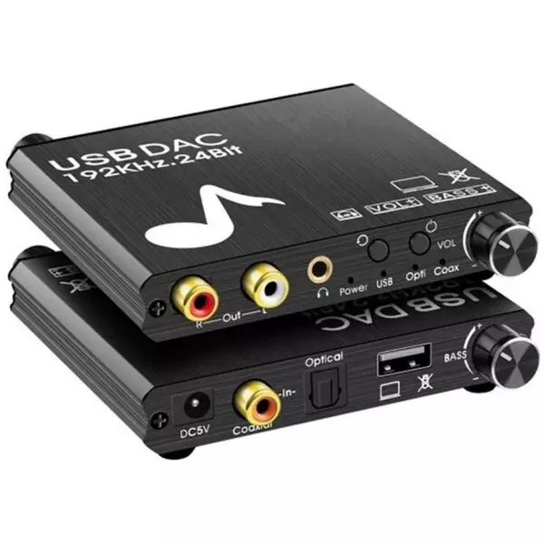 192kHz 24Bit Digital to Analog Audio Converter | External PC Audio Device with Optical Toslink