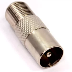 RF Male Socket to F Type Screw Female Plug Adapter – RG59/RG6U Coax Cable Connector