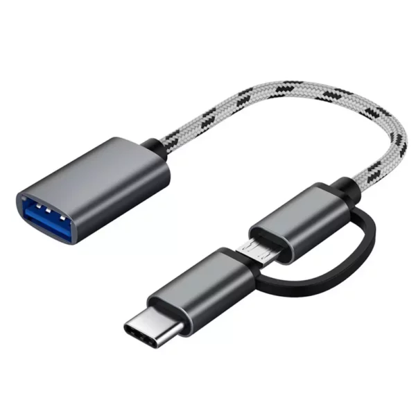2-in-1 Micro USB or USB Type C OTG Cable (Micro/USB C to USB Female cable) 3