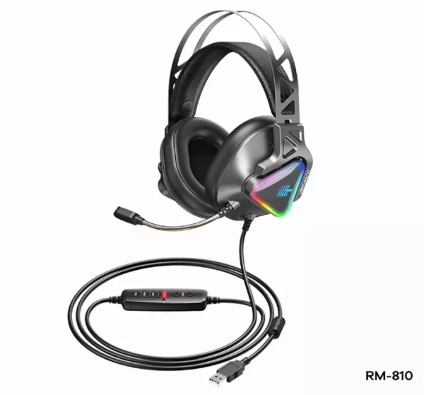 Remax Wargod RM-810 Virtual 7.1 USB Gaming Headphones with Inline Equalizer / Mic Mute | Black 3