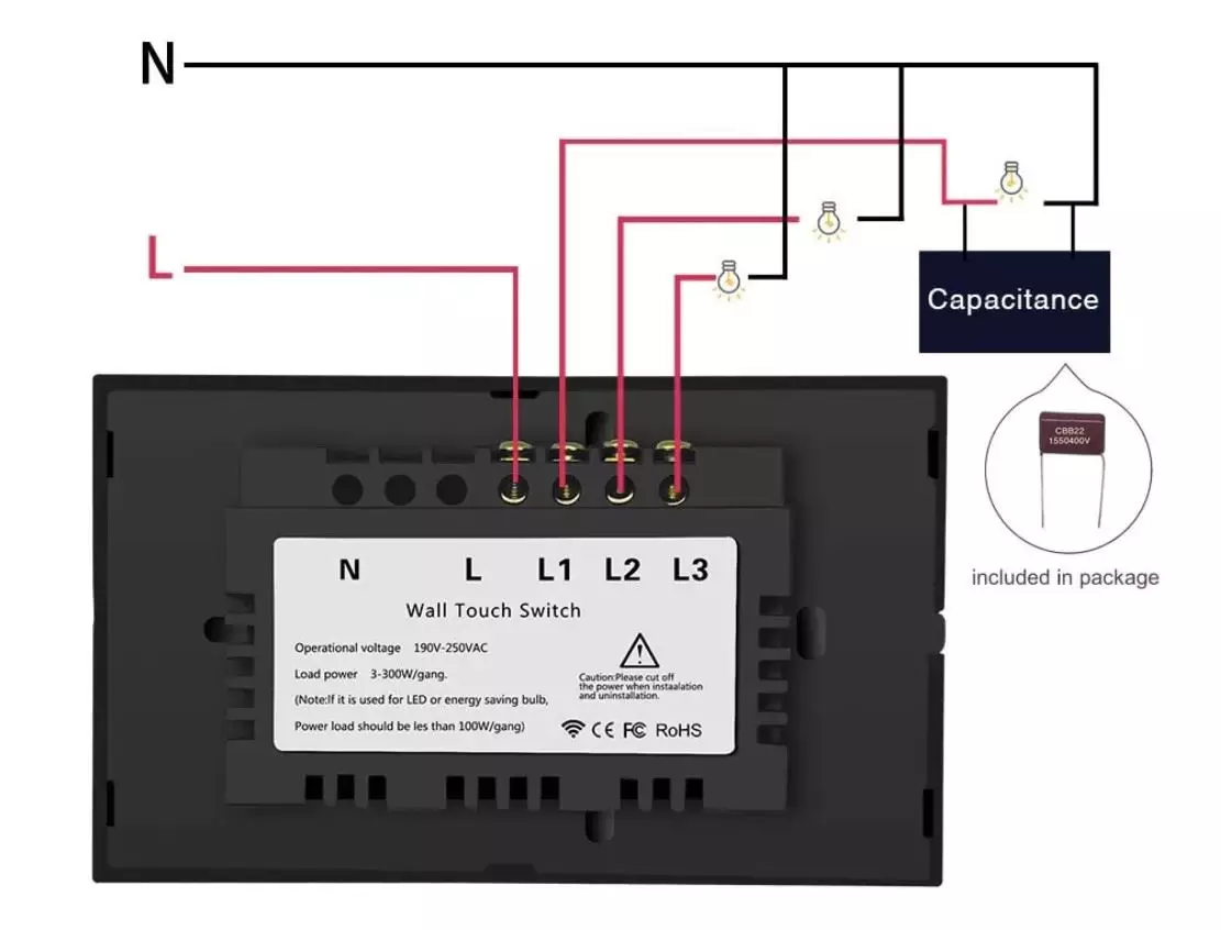 Smart WIFI Light Switch | 1-4 Channels | NO NEUTRAL REQUIRED | Eachen | Smart Life | Tuya