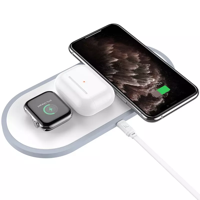 Hoco 3-in-1 Wireless Fast Charger | Smartphone, Earbuds, Smart Watch | CW24