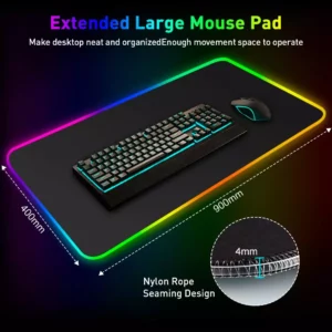 Xtra Large LED RGB Gaming Pad for Keyboard / Mouse and Palm Support | 90cm x 40cm