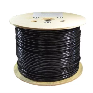 300 Meter Roll CAT5e FTP Gigabit Outdoor 24AWG Networking Cable with Drain Wire | Black | UV Protected
