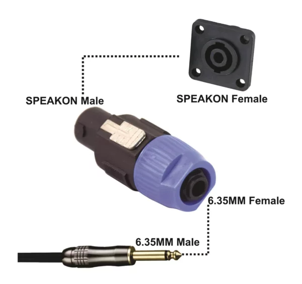 Male Speakon Connector to 6.35mm Female for Professional Microphone Audio Systems 4