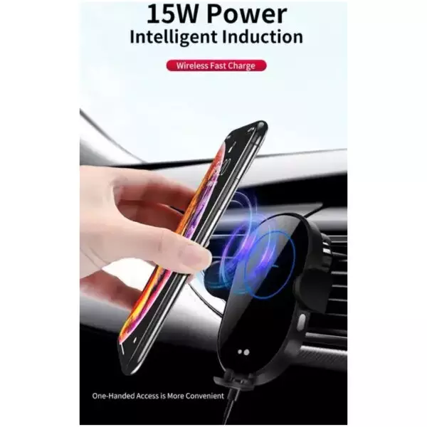 15 Watt Fast Wireless Car Charger | Smartphone Bracket with USB C Charger