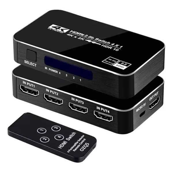 4k UltraHD HDMI v2.0b 4×1 HDMI Switch with HDR Support and IR Remote 3
