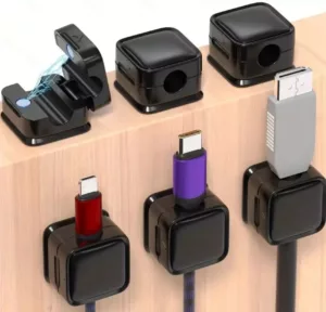 Single Stick-on Magnetic Cable Clip | Cable Organizer for Home/Office/Desk | Black
